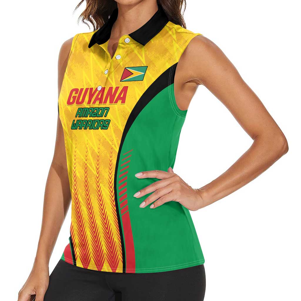 Custom Amazon Warriors Guyana Cricket Women Sleeveless Polo Shirt Ready For Glory Yellow Version - Wonder Print Shop
