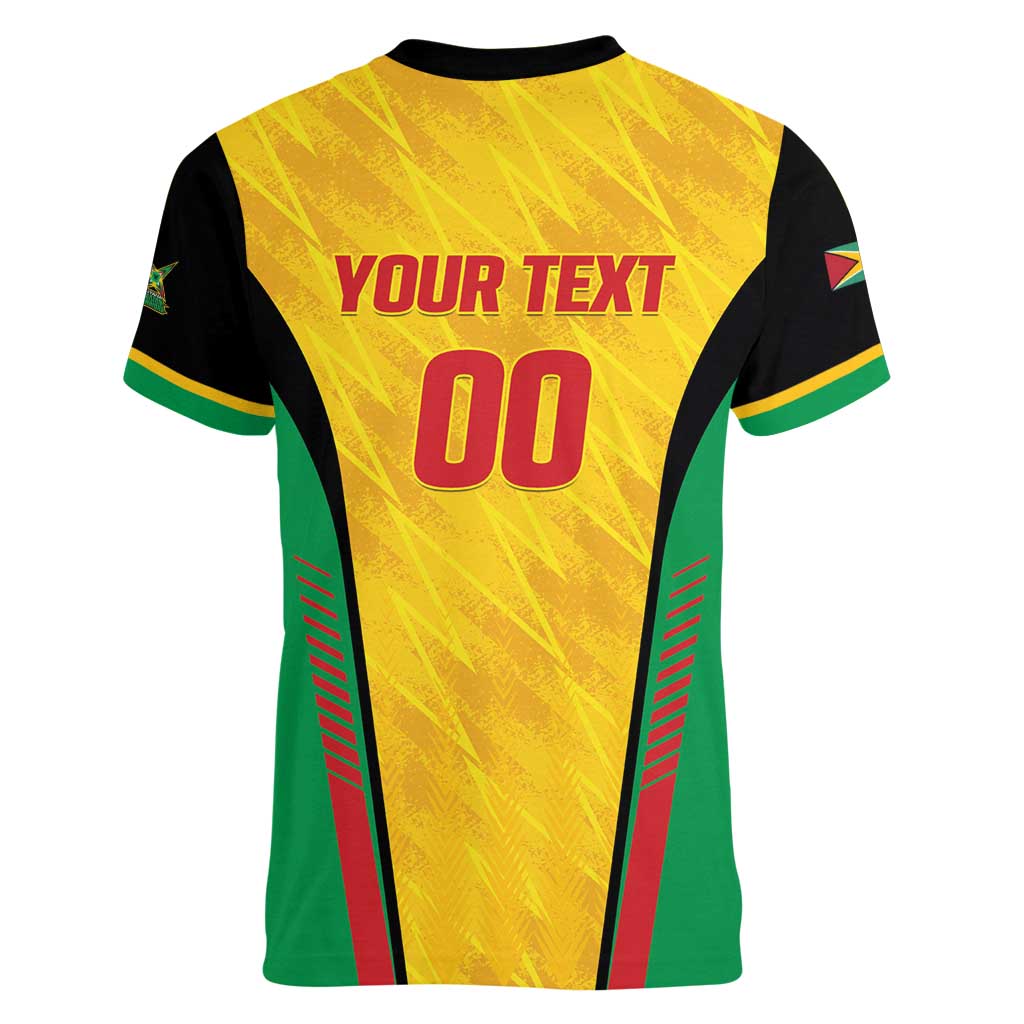 Custom Amazon Warriors Guyana Cricket Women V-Neck T-Shirt Ready For Glory Yellow Version - Wonder Print Shop