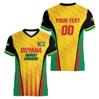 Custom Amazon Warriors Guyana Cricket Women V-Neck T-Shirt Ready For Glory Yellow Version - Wonder Print Shop
