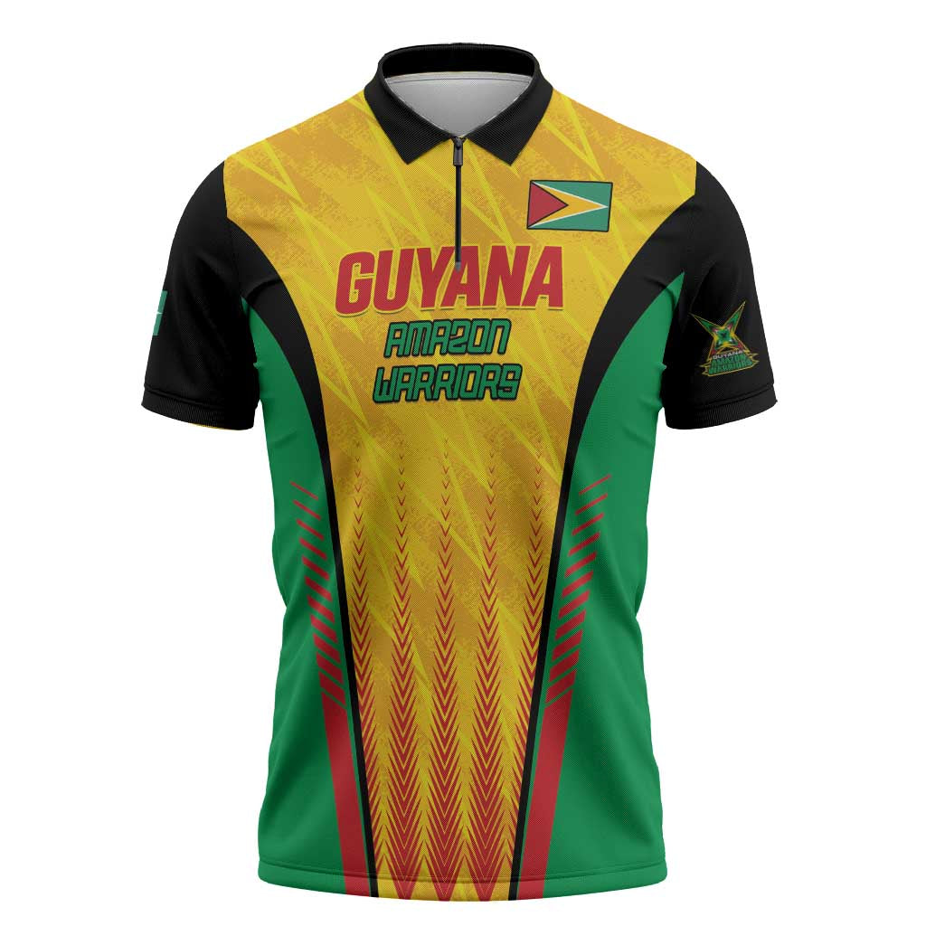 Custom Amazon Warriors Guyana Cricket Zipper Polo Shirt Ready For Glory Yellow Version - Wonder Print Shop