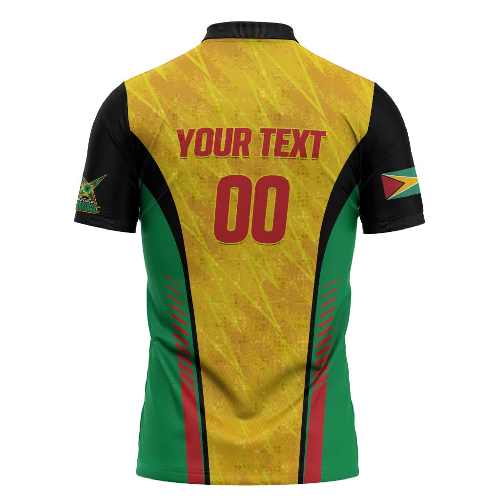Custom Amazon Warriors Guyana Cricket Zipper Polo Shirt Ready For Glory Yellow Version - Wonder Print Shop