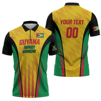 Custom Amazon Warriors Guyana Cricket Zipper Polo Shirt Ready For Glory Yellow Version - Wonder Print Shop