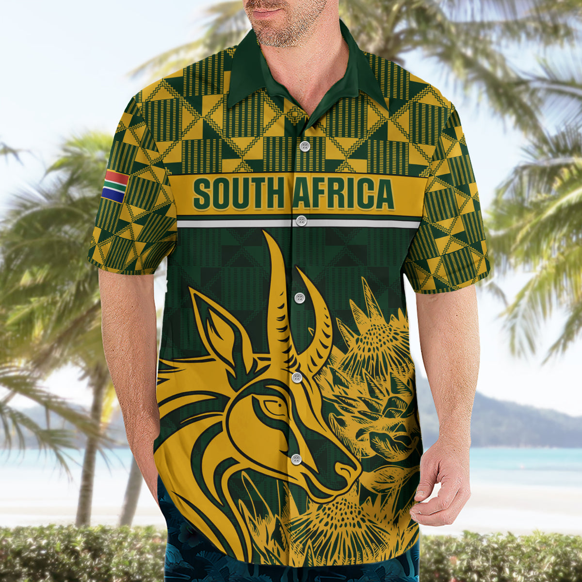 South Africa Rugby Hawaiian Shirt Go Springboks African Pattern - Wonder Print Shop