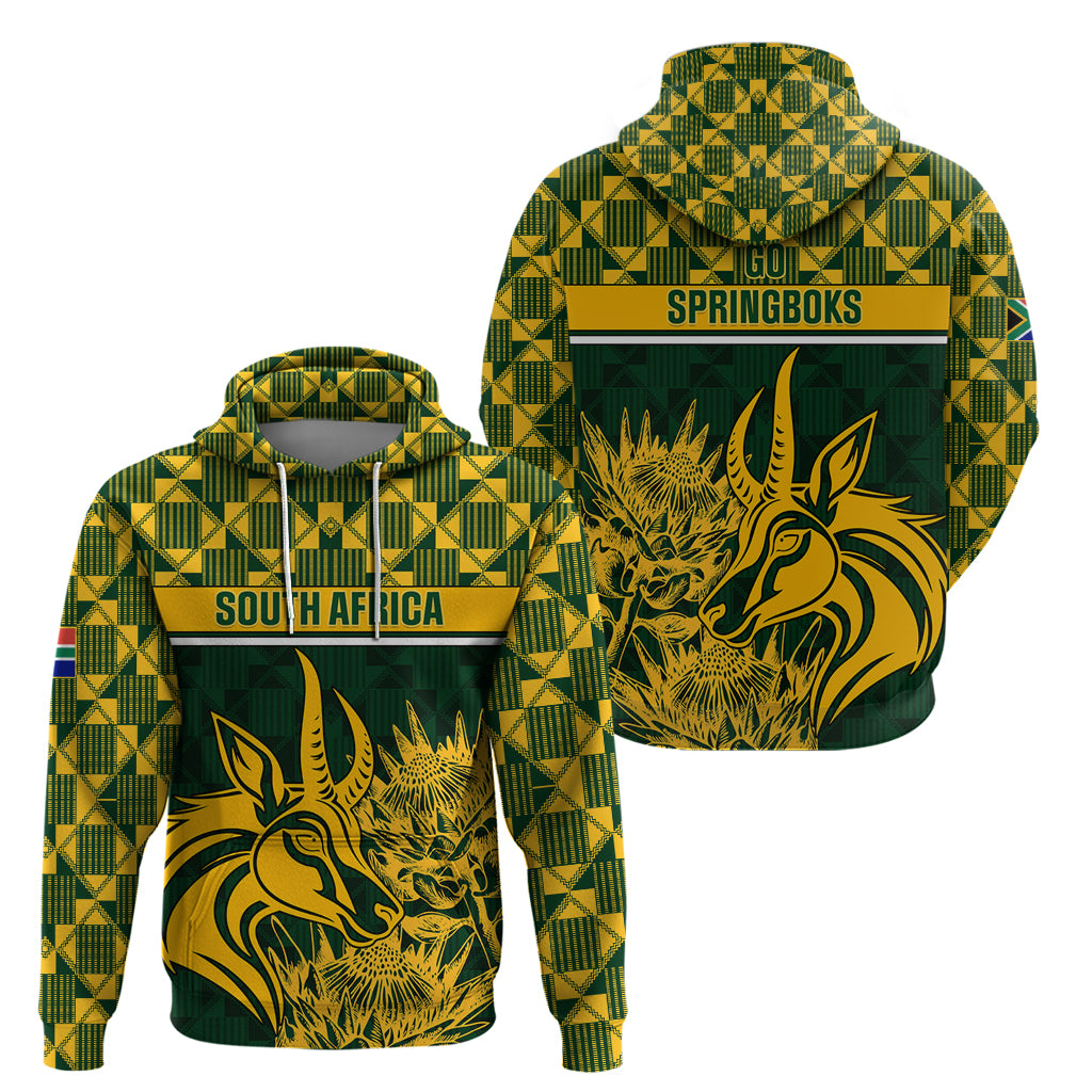 South Africa Rugby Hoodie Go Springboks African Pattern - Wonder Print Shop