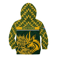 South Africa Rugby Kid Hoodie Go Springboks African Pattern - Wonder Print Shop