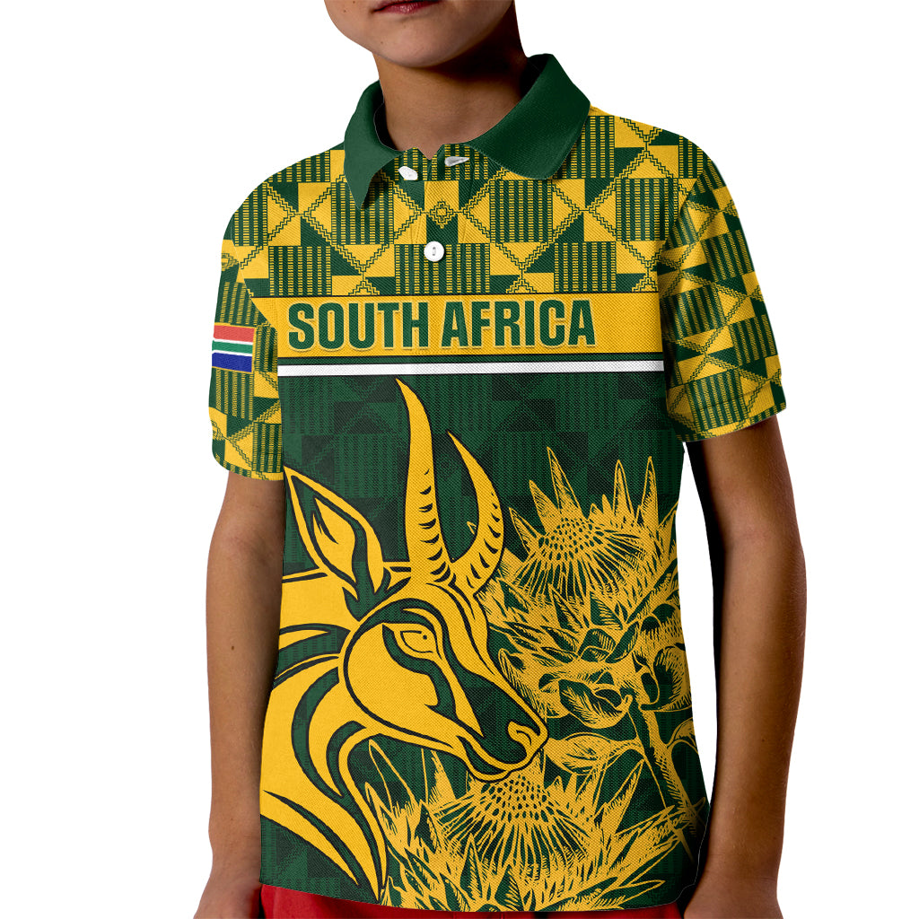 South Africa Rugby Kid Polo Shirt Go Springboks African Pattern - Wonder Print Shop