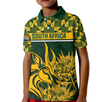 South Africa Rugby Kid Polo Shirt Go Springboks African Pattern - Wonder Print Shop