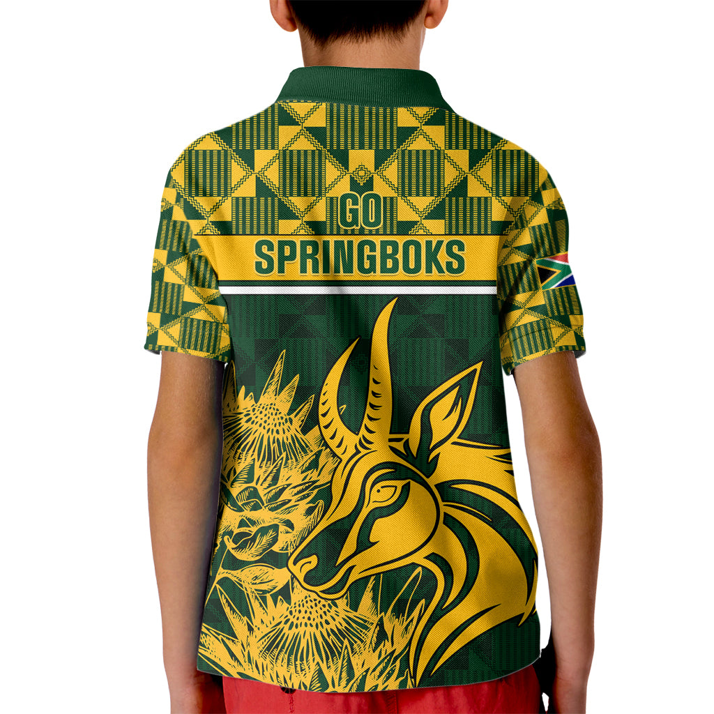 South Africa Rugby Kid Polo Shirt Go Springboks African Pattern - Wonder Print Shop