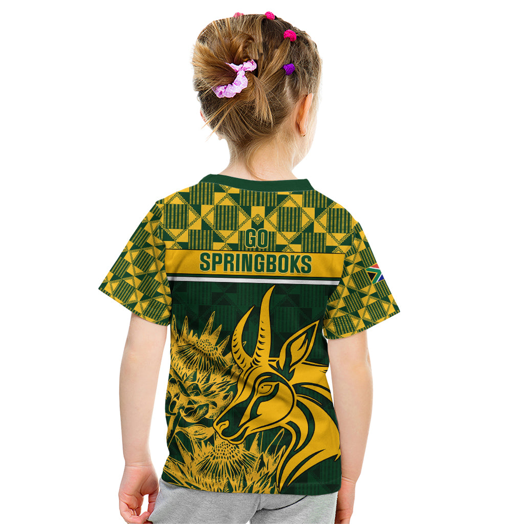 South Africa Rugby Kid T Shirt Go Springboks African Pattern - Wonder Print Shop