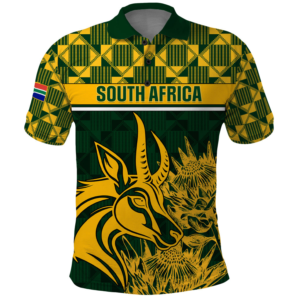 South Africa Rugby Polo Shirt Go Springboks African Pattern - Wonder Print Shop