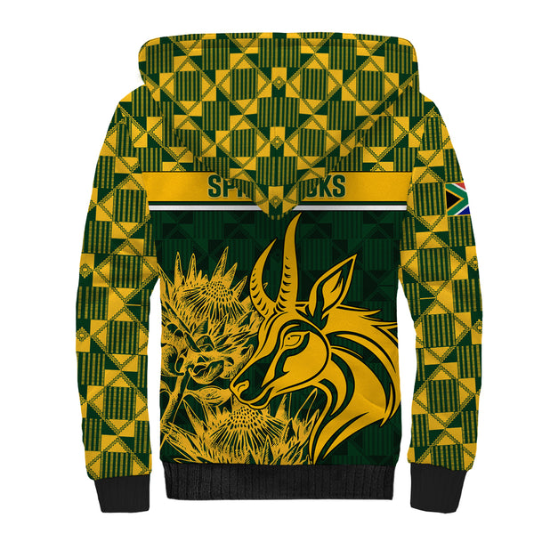 South Africa Rugby Sherpa Hoodie Go Springboks African Pattern LT01 ...