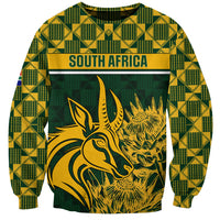 South Africa Rugby Sweatshirt Go Springboks African Pattern - Wonder Print Shop