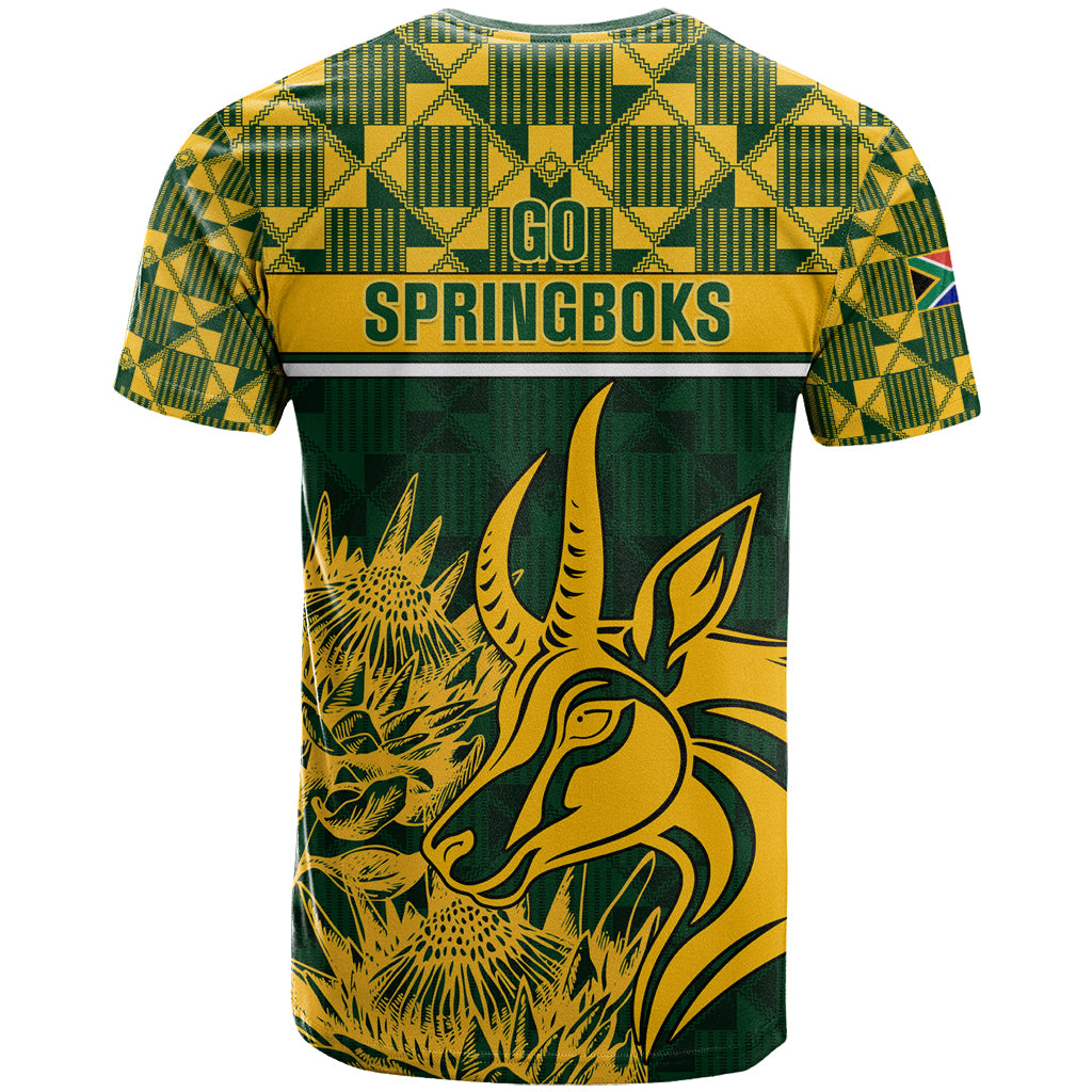 South Africa Rugby T Shirt Go Springboks African Pattern - Wonder Print Shop