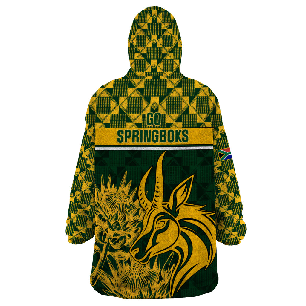 South Africa Rugby Wearable Blanket Hoodie Go Springboks African Pattern - Wonder Print Shop