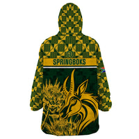 South Africa Rugby Wearable Blanket Hoodie Go Springboks African Pattern - Wonder Print Shop