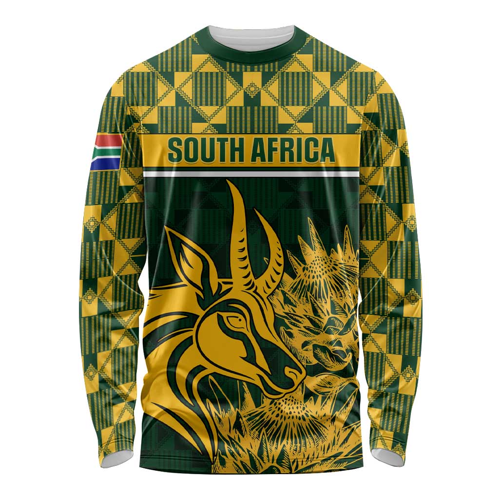 Custom South Africa Rugby Long Sleeve Shirt Go Springboks African Pattern LT01