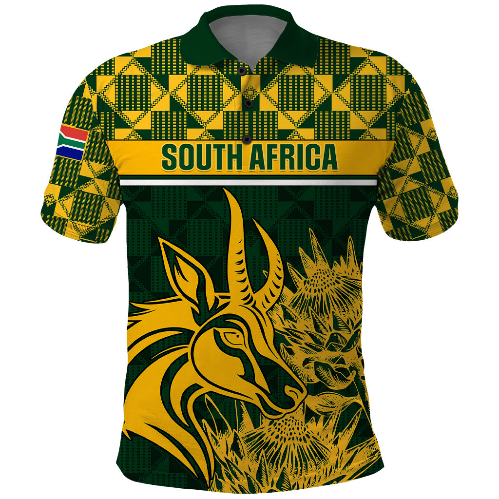 Custom South Africa Rugby Polo Shirt Go Springboks African Pattern - Wonder Print Shop