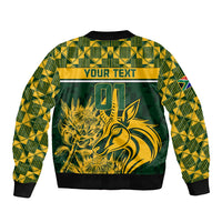 Custom South Africa Rugby Sleeve Zip Bomber Jacket Go Springboks African Pattern - Wonder Print Shop