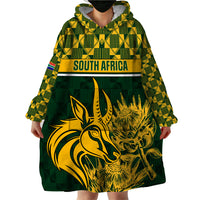 Custom South Africa Rugby Wearable Blanket Hoodie Go Springboks African Pattern - Wonder Print Shop