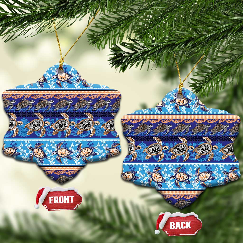 Hawaii Turtles Pattern Special Blue Ceramic Ornament - Wonder Print Shop