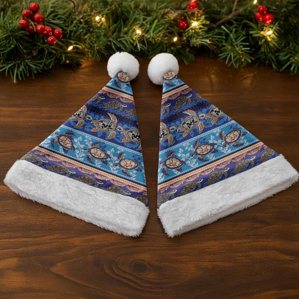 Hawaii Turtles Pattern Special Blue Christmas Santa Hat - Wonder Print Shop