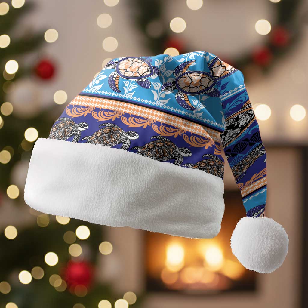 Hawaii Turtles Pattern Special Blue Christmas Santa Hat - Wonder Print Shop