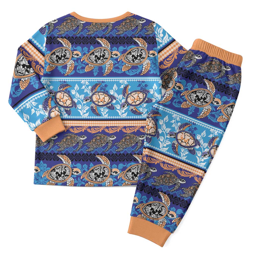 Hawaii Turtles Pattern Special Blue Christmas Pajama Set - Wonder Print Shop