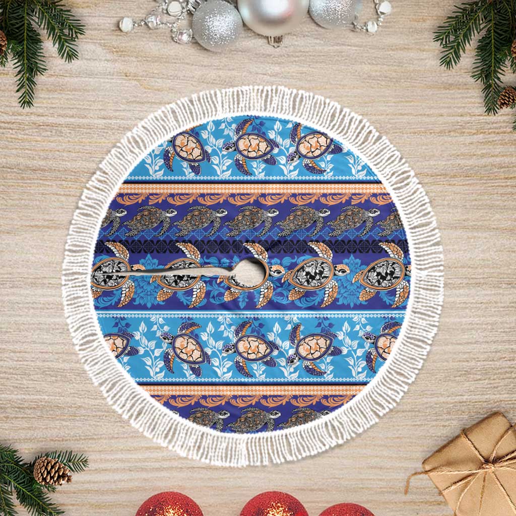 Hawaii Turtles Pattern Special Blue Tree Skirt - Wonder Print Shop