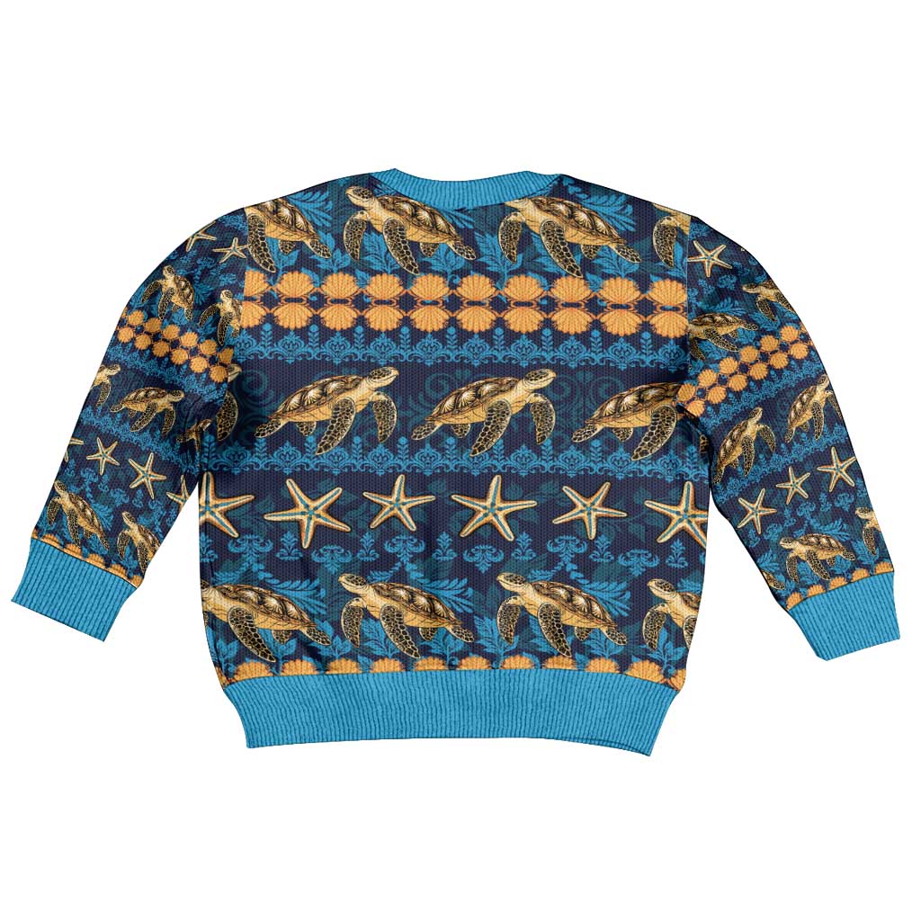 Hawaii Turtles Starfish Unique Pattern Kid Ugly Christmas Sweater - Wonder Print Shop