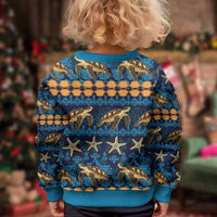 Hawaii Turtles Starfish Unique Pattern Kid Ugly Christmas Sweater - Wonder Print Shop
