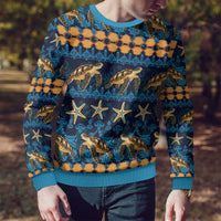 Hawaii Turtles Starfish Unique Pattern Ugly Christmas Sweater - Wonder Print Shop