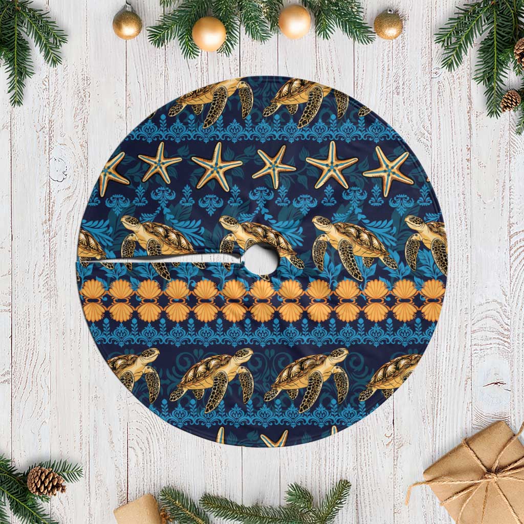Hawaii Turtles Starfish Unique Pattern Tree Skirt - Wonder Print Shop