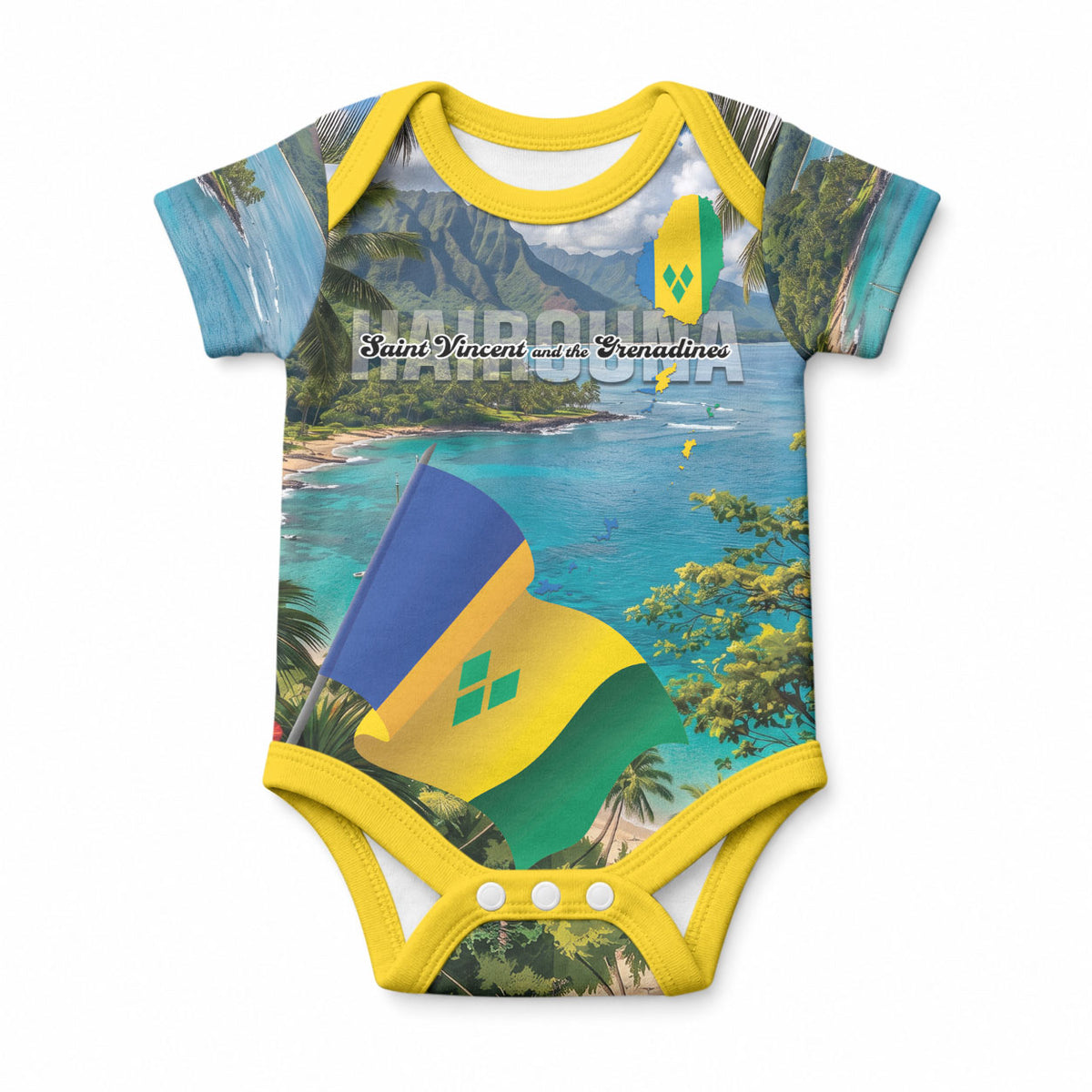 Hairouna St Vincent and The Grenadines Personalized Baby Onesie Land of the Blessed