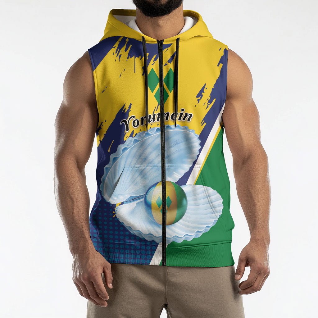 Yorumein SVG Personalized Sleeveless Zip Hoodie Pearl of Caribbean