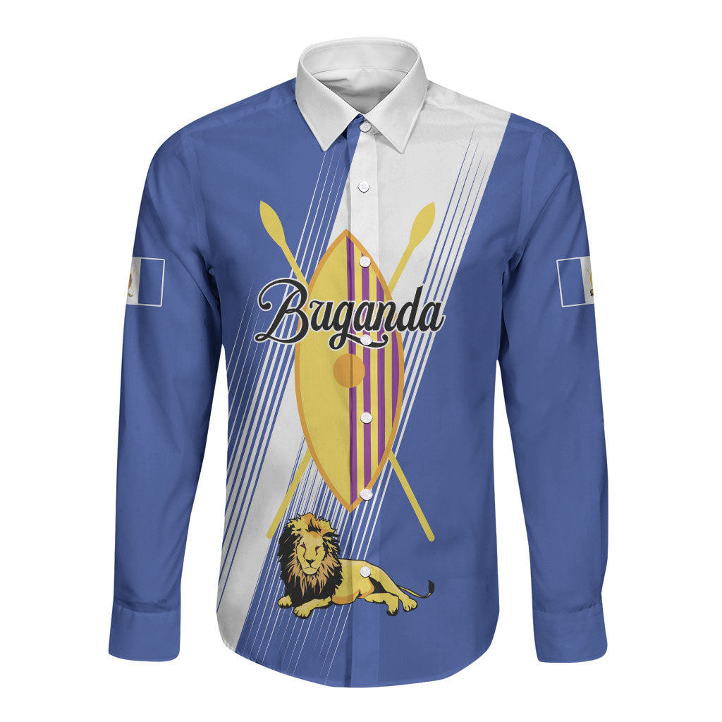 Personalised Buganda Long Sleeve Button Shirt Ekitiibwa kya Buganda