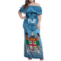 Fiji Rugby Family Matching Off Shoulder Maxi Dress and Hawaiian Shirt Fijian Go 2023 World Cup - Wonder Print Shop