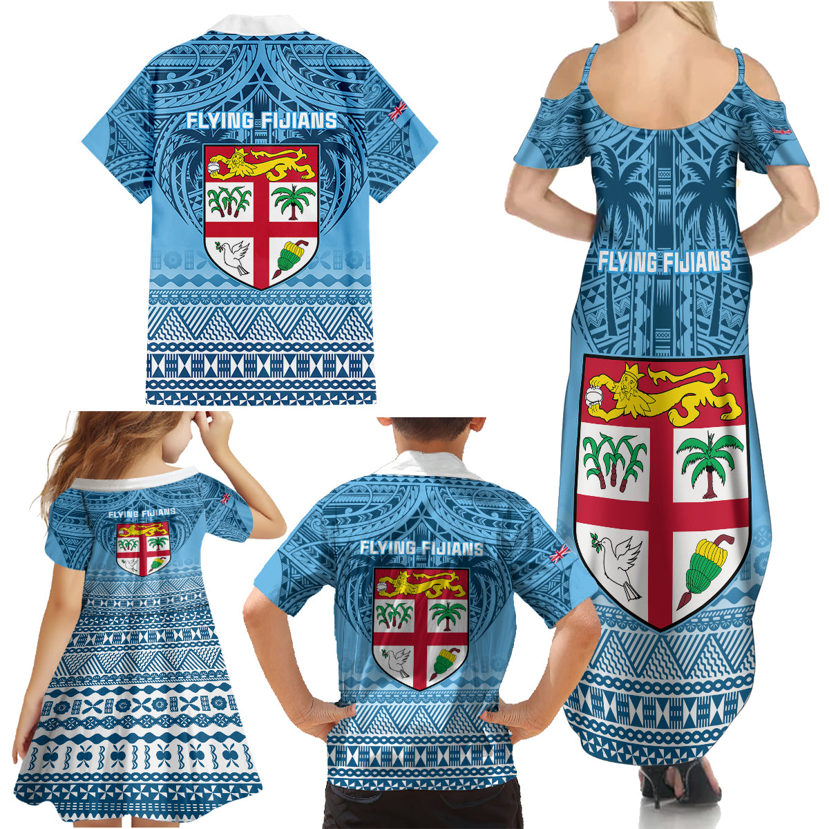 Fiji Rugby Family Matching Summer Maxi Dress and Hawaiian Shirt Fijian Go 2023 World Cup - Wonder Print Shop