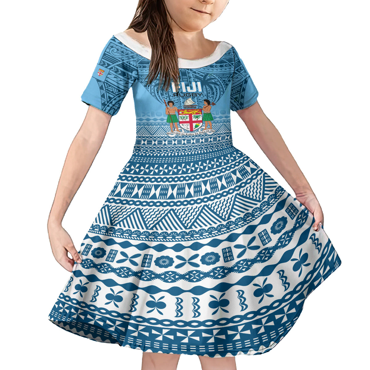 Fiji Rugby Kid Short Sleeve Dress Fijian Go 2023 World Cup - Wonder Print Shop