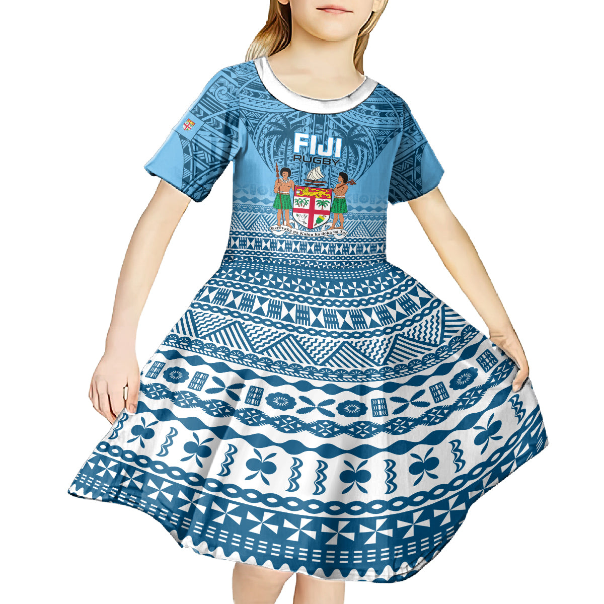 Fiji Rugby Kid Short Sleeve Dress Fijian Go 2023 World Cup - Wonder Print Shop