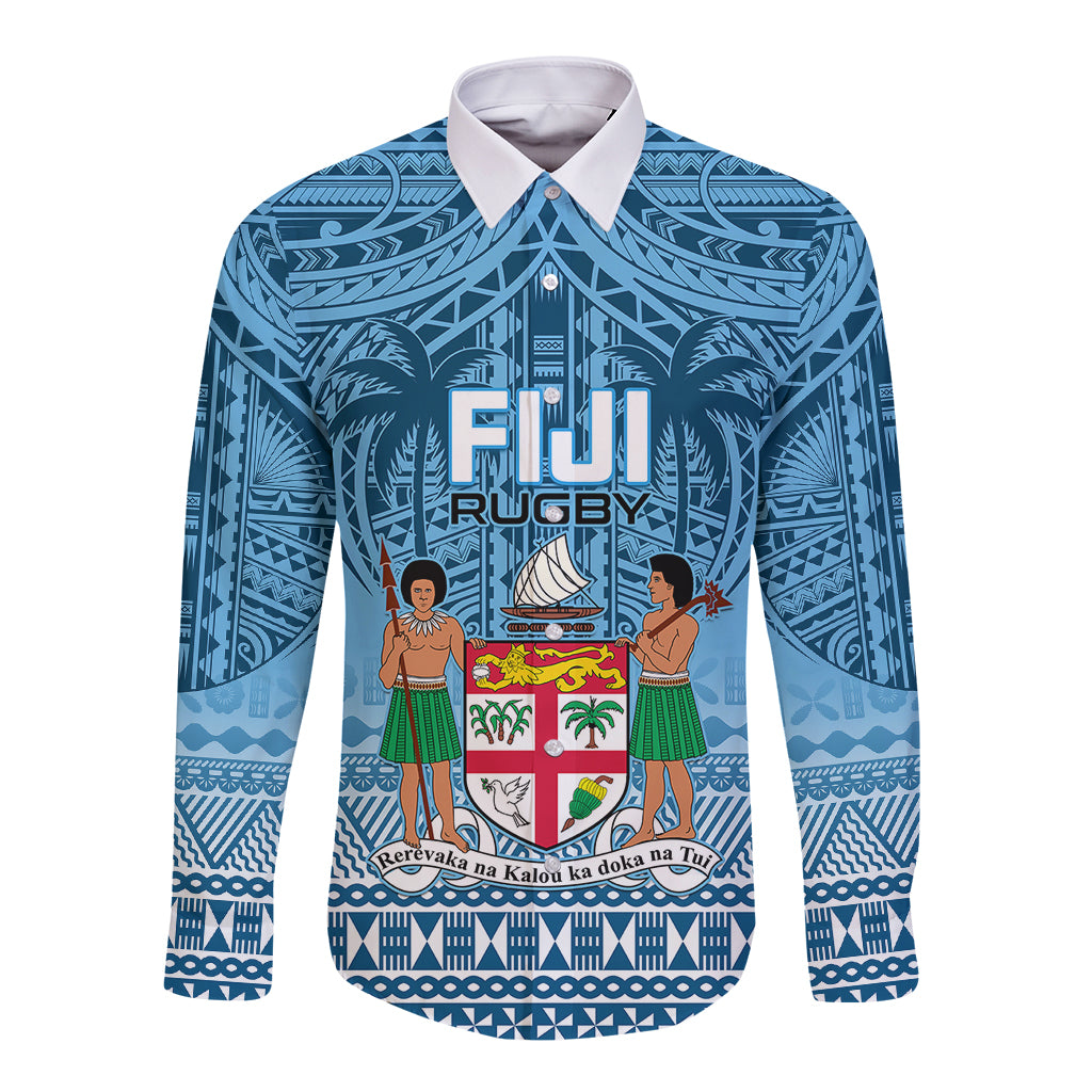 Fiji Rugby Long Sleeve Button Shirt Fijian Go 2023 World Cup - Wonder Print Shop