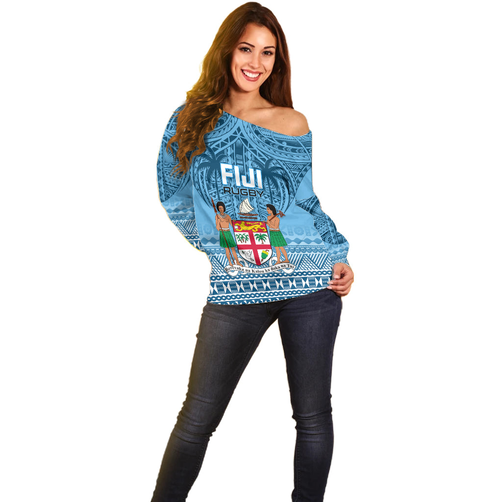 Fiji Rugby Off Shoulder Sweater Fijian Go 2023 World Cup - Wonder Print Shop