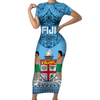 Fiji Rugby Short Sleeve Bodycon Dress Fijian Go 2023 World Cup - Wonder Print Shop