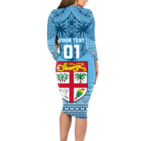 Custom Fiji Rugby Long Sleeve Bodycon Dress Fijian Go 2023 World Cup - Wonder Print Shop