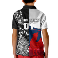 Custom New Zealand And France Rugby Kid Polo Shirt XV de France Kiwi Silver Fern 2023 World Cup - Wonder Print Shop