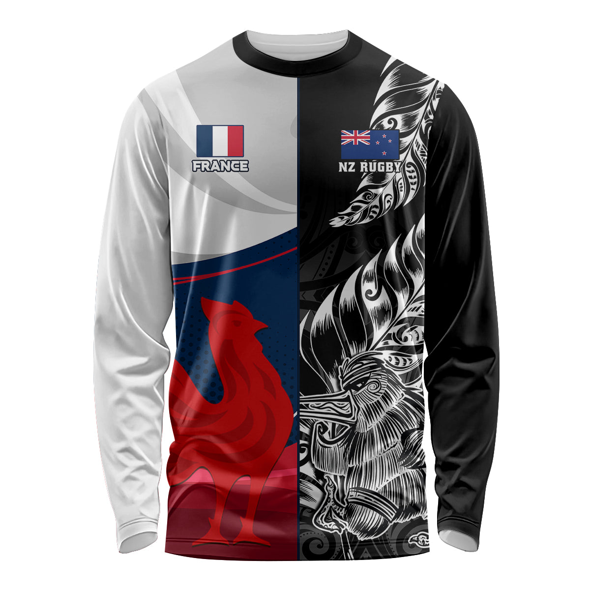 custom-new-zealand-and-france-rugby-long-sleeve-shirt-xv-de-france-kiwi-silver-fern-2023-world-cup