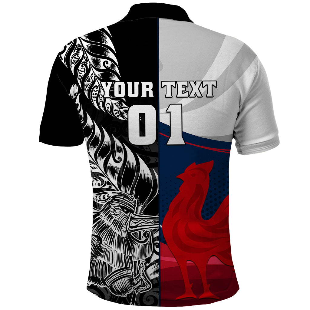 Custom New Zealand And France Rugby Polo Shirt XV de France Kiwi Silver Fern 2023 World Cup - Wonder Print Shop