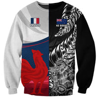 Custom New Zealand And France Rugby Sweatshirt XV de France Kiwi Silver Fern 2023 World Cup - Wonder Print Shop