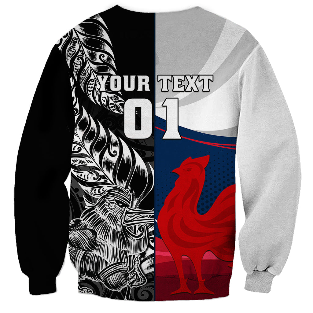 Custom New Zealand And France Rugby Sweatshirt XV de France Kiwi Silver Fern 2023 World Cup - Wonder Print Shop