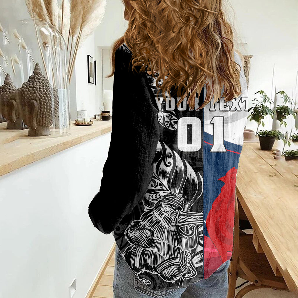 Custom New Zealand And France Rugby Women Casual Shirt XV de France Kiwi Silver Fern 2023 World Cup - Wonder Print Shop