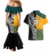 Custom New Zealand And Australia Rugby Couples Matching Mermaid Dress and Hawaiian Shirt Wallabies Kiwi Silver Fern 2023 World Cup - Wonder Print Shop
